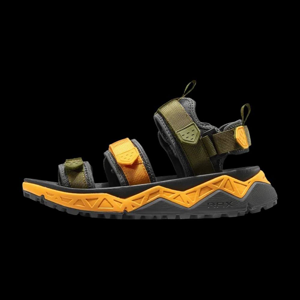 Beach Trail Sandal in Olive Green, side profile