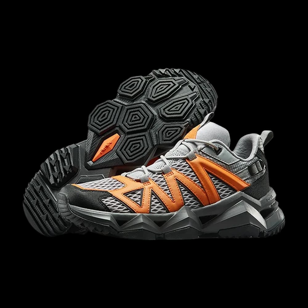 Rax Breathable Aqua pair in Greyish Orange with the paw outsole facing forward