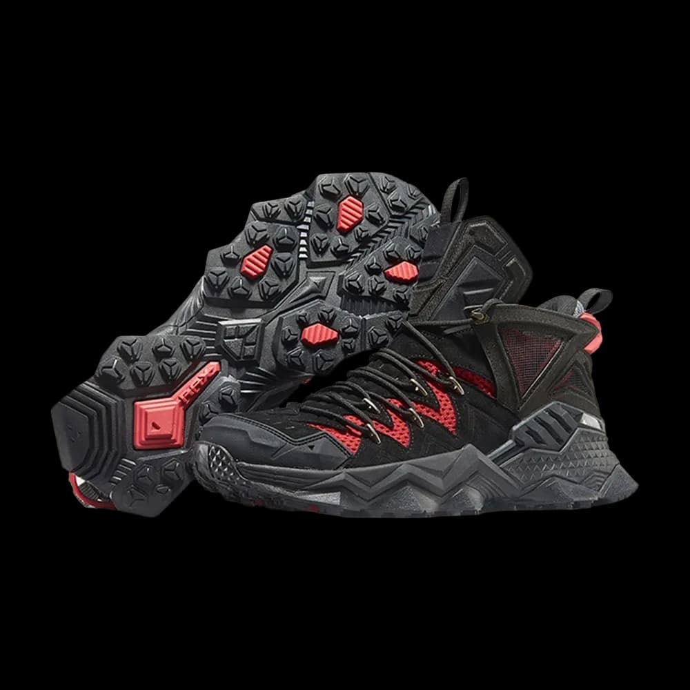 Pair in Black Red angled to show the tread