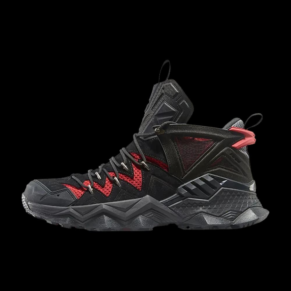 Side profile of the Havoc Mid in Black Red, with the padded collar above the ankle