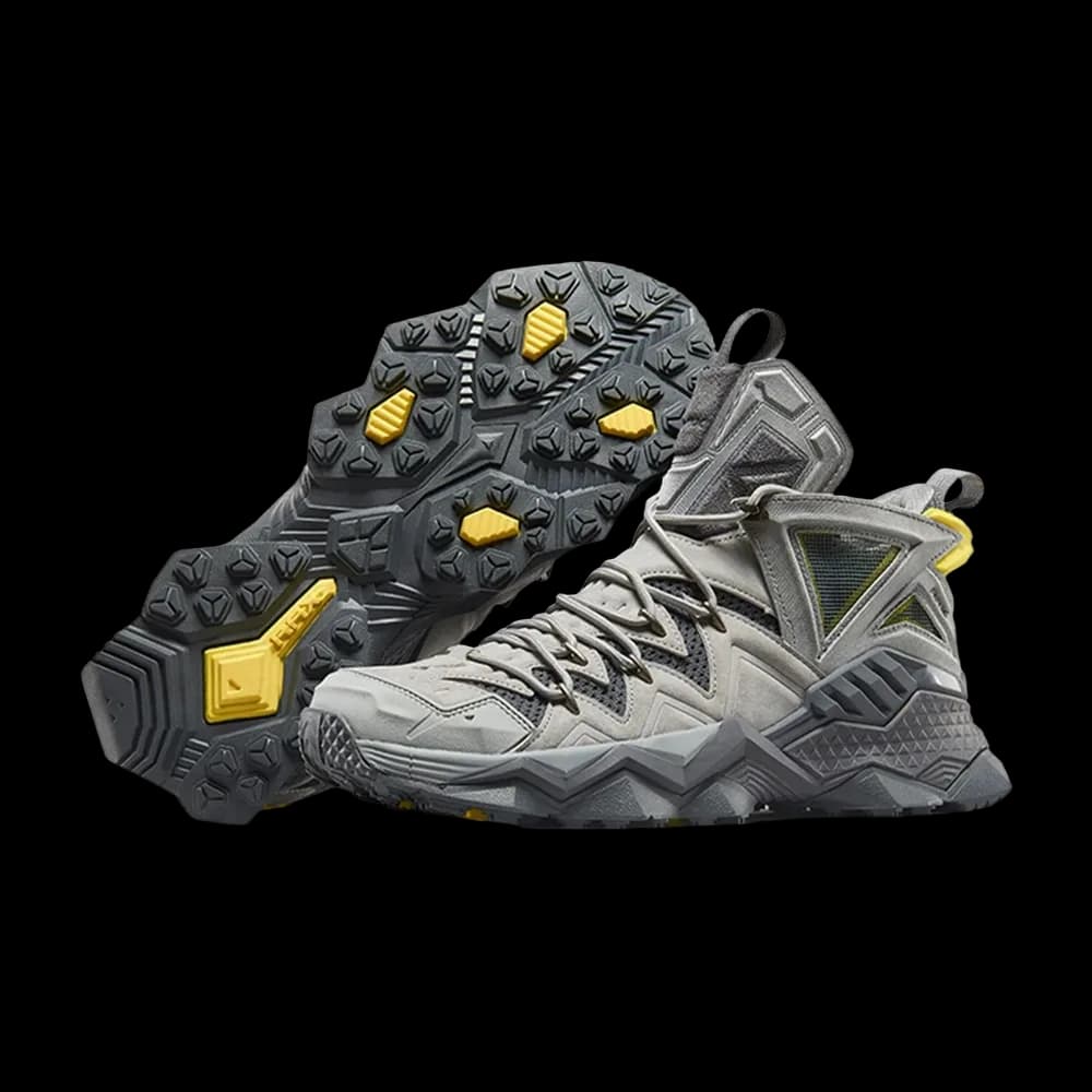RAX Havoc Mid pair in Grey Yellow with the lugged outsole facing forward