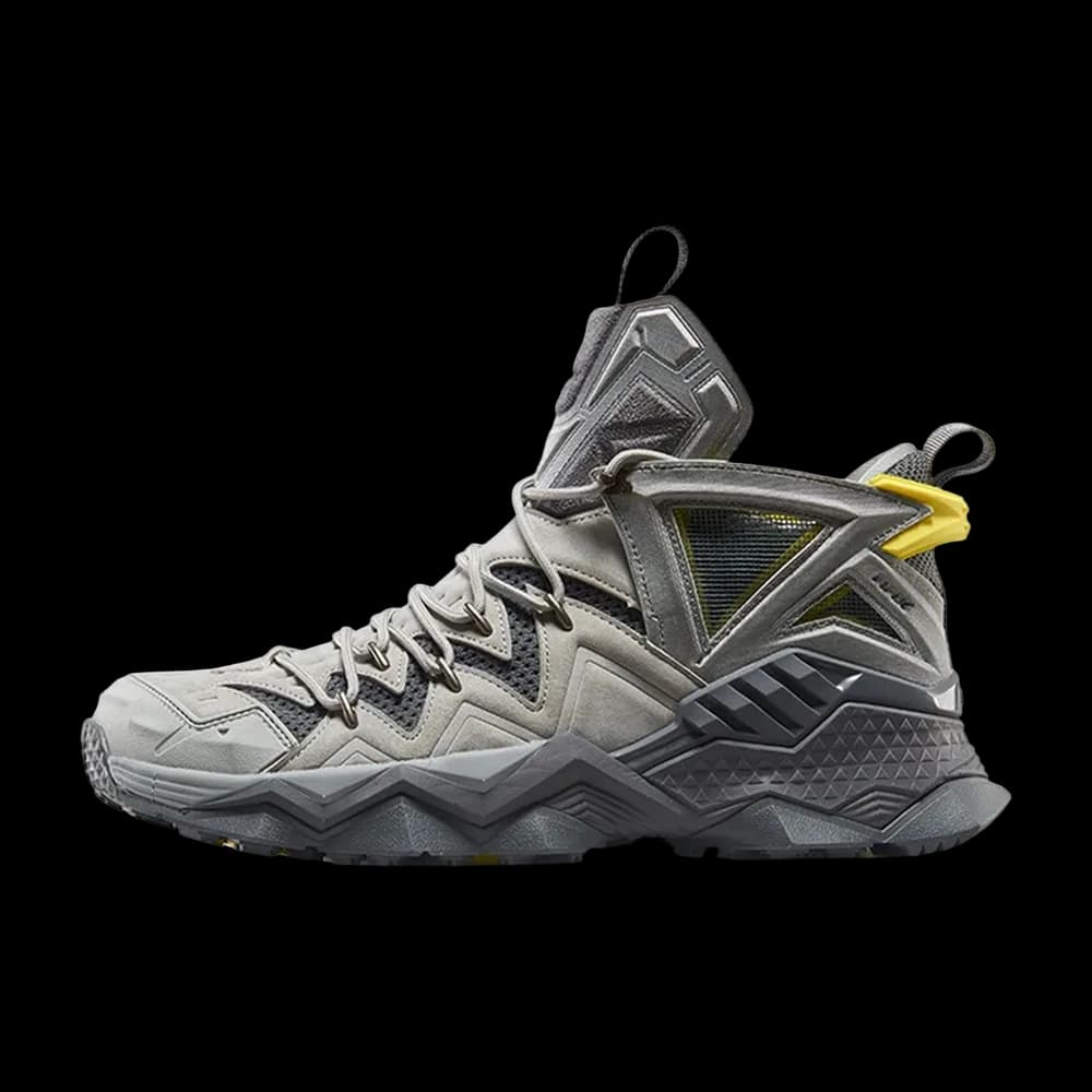 Havoc Mid in Grey Yellow, side profile showing the mesh side panel and the mid-top collar