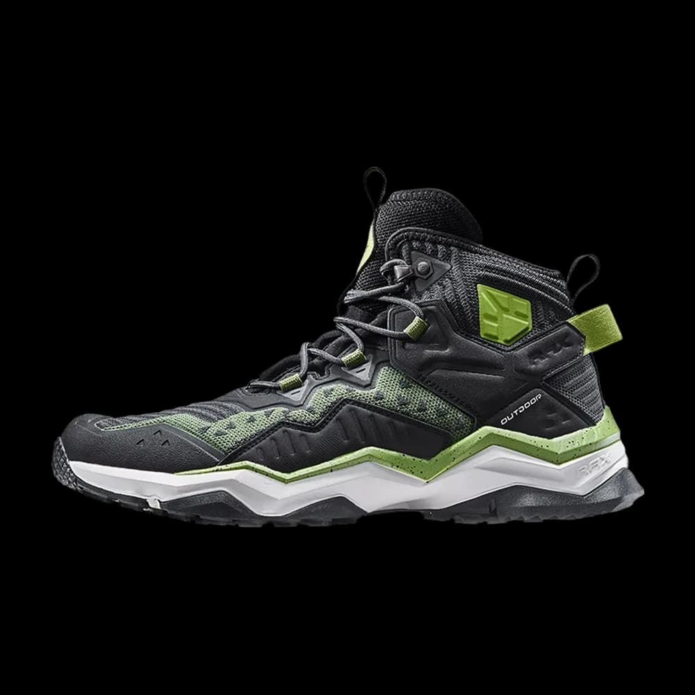 RAX Terrain X in Carbon Black, side profile showing the mid-cut collar
