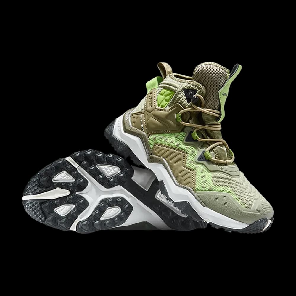 Pair in Light Khaki with the lugged outsole facing forward